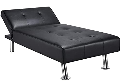 YAHEETECH Convertible Faux Leather Chaise Lounge