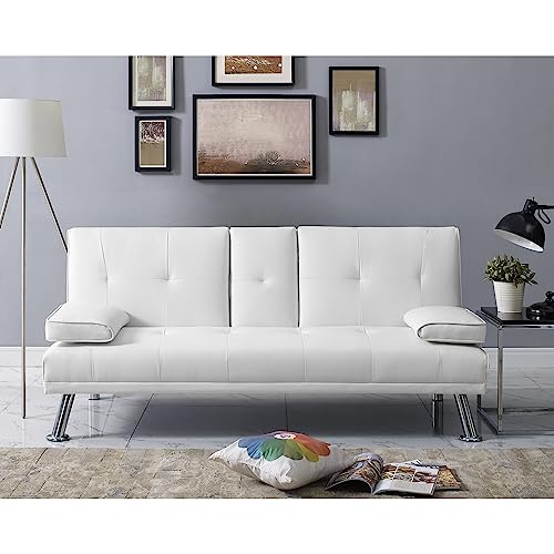 Naomi Home Convertible Futon Sofa Bed - White