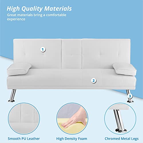 Naomi Home Convertible Futon Sofa Bed - White