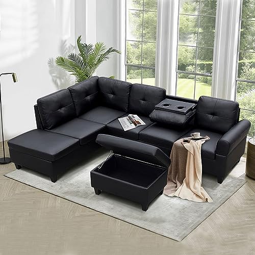 Modern L-Shaped Sleeper Sofa with Chaise Lounge