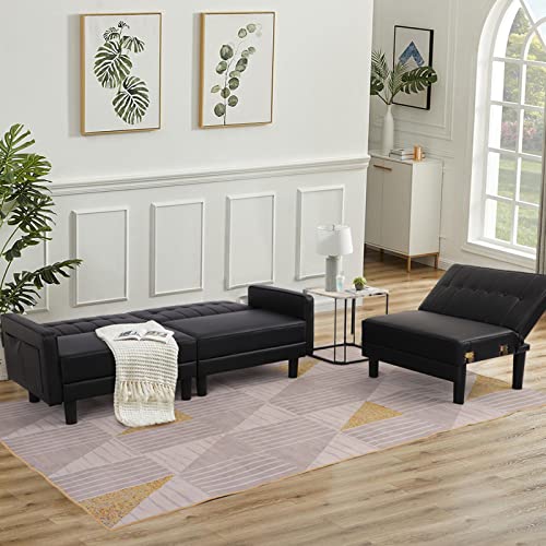 107" Faux Leather Futon Sofa Bed - Modern Design
