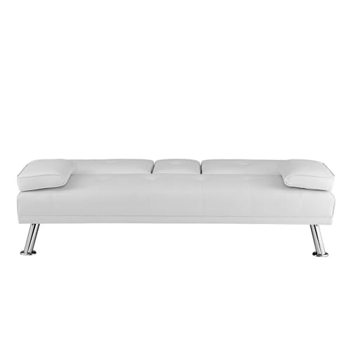 Naomi Home Convertible Futon Sofa Bed - White