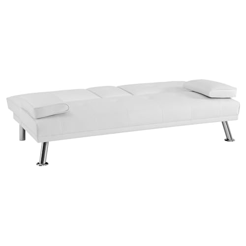 Naomi Home Convertible Futon Sofa Bed - White
