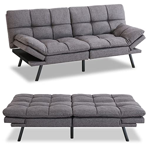 Convertible Memory Foam Futon Sofa Bed - Grey