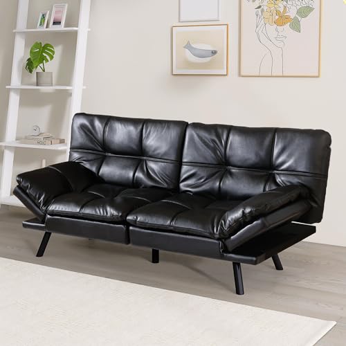 Erdoru 71" Convertible Faux Leather Sofa Bed