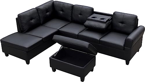 Modern L-Shaped Sleeper Sofa with Chaise Lounge