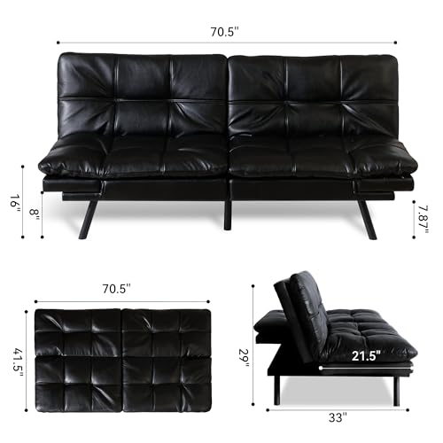 Erdoru 71" Convertible Faux Leather Sofa Bed
