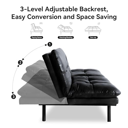 Erdoru 71" Convertible Faux Leather Sofa Bed