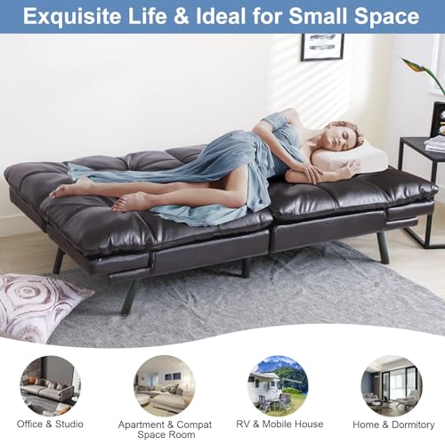 Convertible Memory Foam Futon Couch - Black