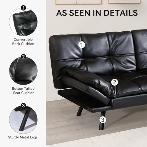 Erdoru 71" Convertible Faux Leather Sofa Bed