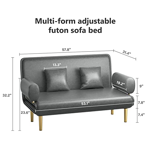 CIZIG Grey Convertible Futon Sofa Bed