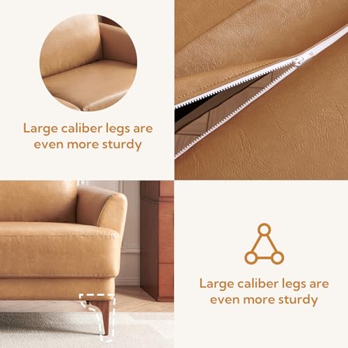 Stylish 160 cm Brown Leather Loveseat Sofa