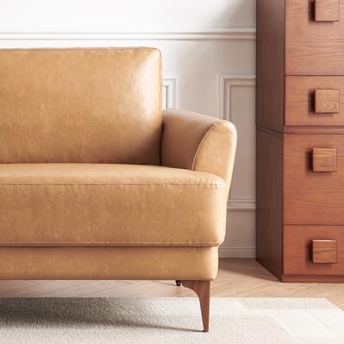 Stylish 160 cm Brown Leather Loveseat Sofa