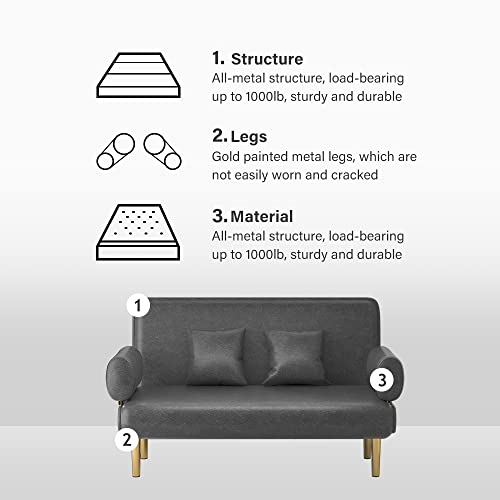 CIZIG Grey Convertible Futon Sofa Bed