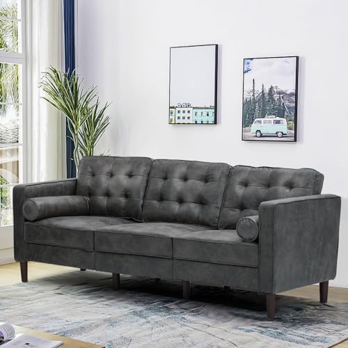 Modern Gray 3-Seater Sofa with Cushions