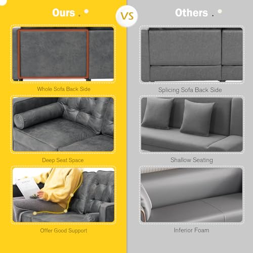 Modern Gray 3-Seater Sofa with Cushions