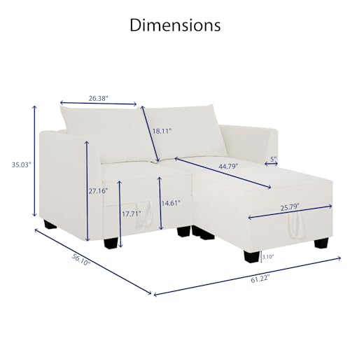 Modern Convertible Modular Sectional Sofa with Ottoman