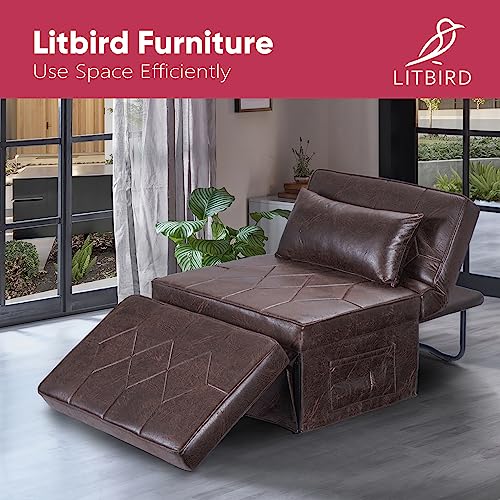 Litbird 4-in-1 Convertible Sofa Bed in Brown