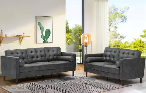 Modern Gray 3-Seater Sofa with Cushions