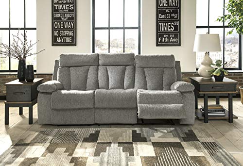Mitchiner Sofa with Drop-Down Table in Fog