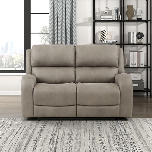 Brown Microfiber Manual Double Reclining Loveseat