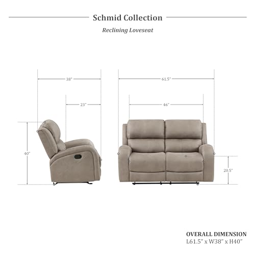 Brown Microfiber Manual Double Reclining Loveseat