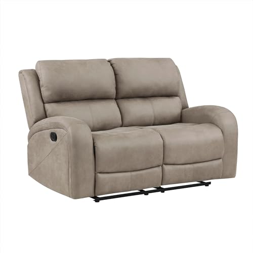 Brown Microfiber Manual Double Reclining Loveseat