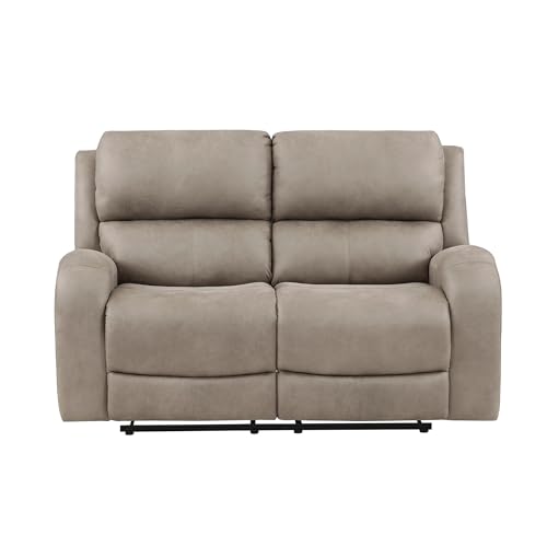 Brown Microfiber Manual Double Reclining Loveseat