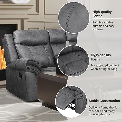 Grey Manual Recliner Sectional Sofa Set with Storage