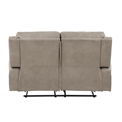 Brown Microfiber Manual Double Reclining Loveseat