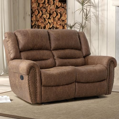EBELLO Faux Leather Dual Reclining Loveseat