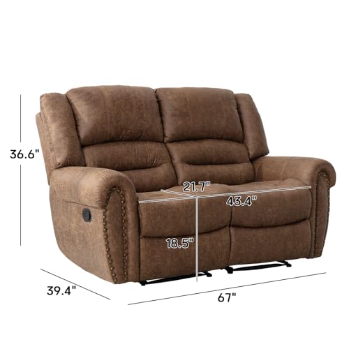EBELLO Faux Leather Dual Reclining Loveseat
