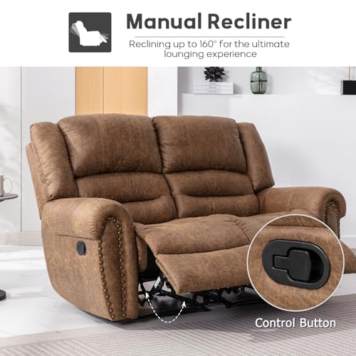 EBELLO Faux Leather Dual Reclining Loveseat