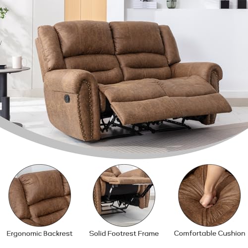 EBELLO Faux Leather Dual Reclining Loveseat