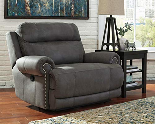 Extra Wide Gray Microfiber Manual Reclining Loveseat