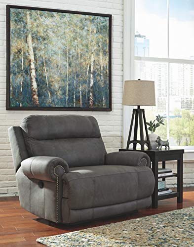 Extra Wide Gray Microfiber Manual Reclining Loveseat