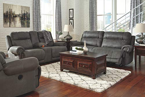 Extra Wide Gray Microfiber Manual Reclining Loveseat