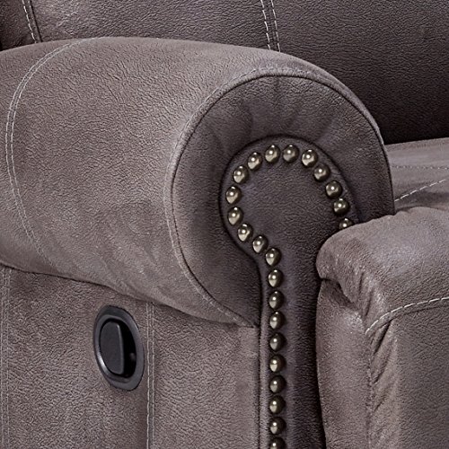 Extra Wide Gray Microfiber Manual Reclining Loveseat