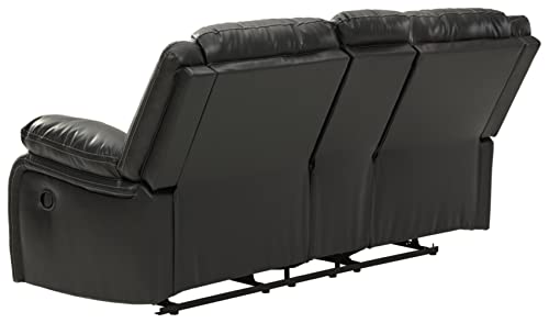 Ashley Calderwell Black Faux Leather Reclining Loveseat