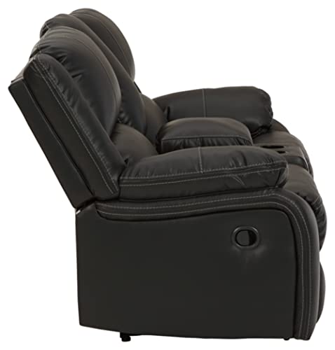Ashley Calderwell Black Faux Leather Reclining Loveseat