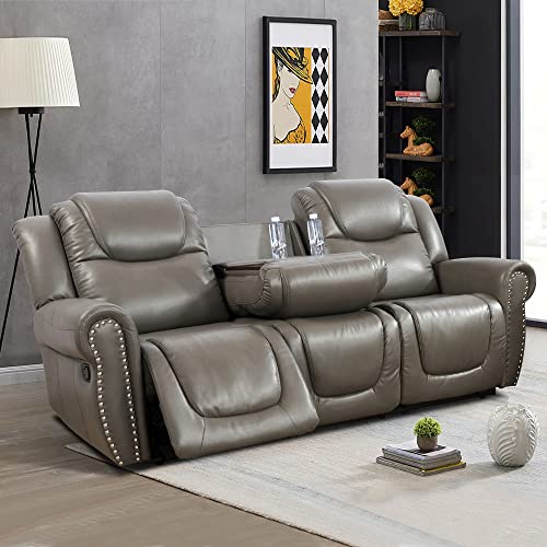 Grey Leather Recliner Sofa Set for Home & Office