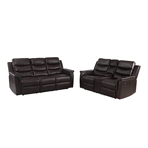 Brown Reclining Loveseat and 3-Seater Couch Set
