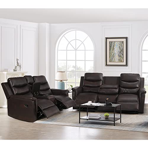 Brown Reclining Loveseat and 3-Seater Couch Set
