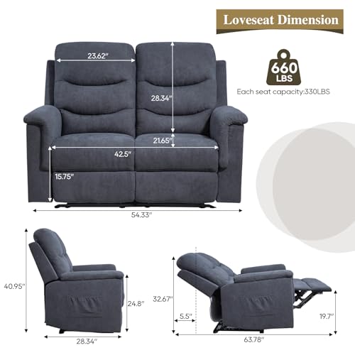 RIHEREFY Adjustable Recliner Loveseat for Living Room