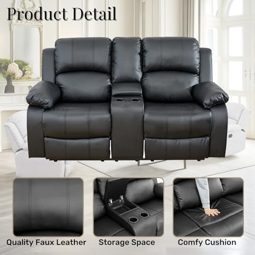 Black Leather Recliner Sofa and Loveseat Set