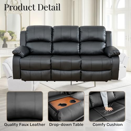 Black Leather Recliner Sofa and Loveseat Set