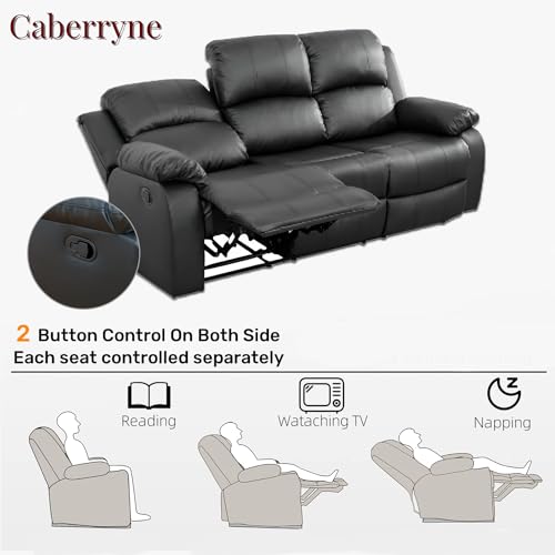 Black Leather Recliner Sofa and Loveseat Set