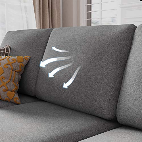 HONBAY Grey L-Shape Convertible Sectional Sofa