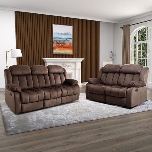 Classic Reclining Sofa Set with Loveseat and Sofa