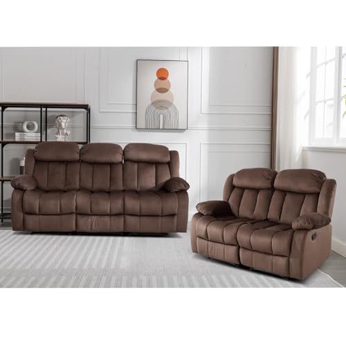 Classic Reclining Sofa Set with Loveseat and Sofa